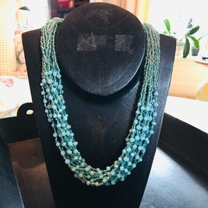 Beautiful Blue Beaded 10-Strand Necklace
